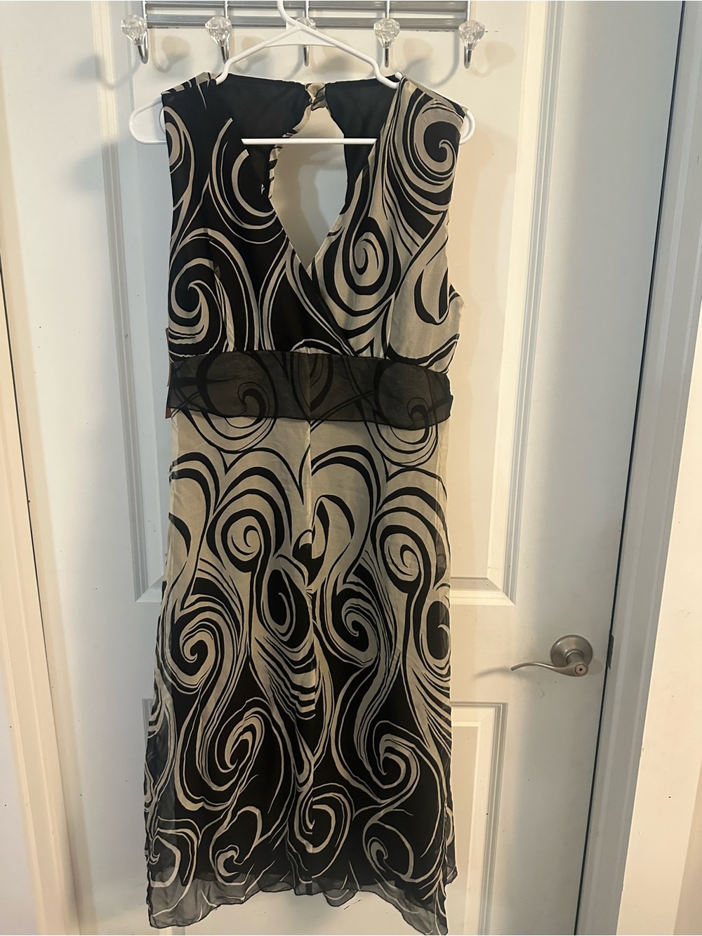 dressbarn Black & Beige Swirl Midi Dress